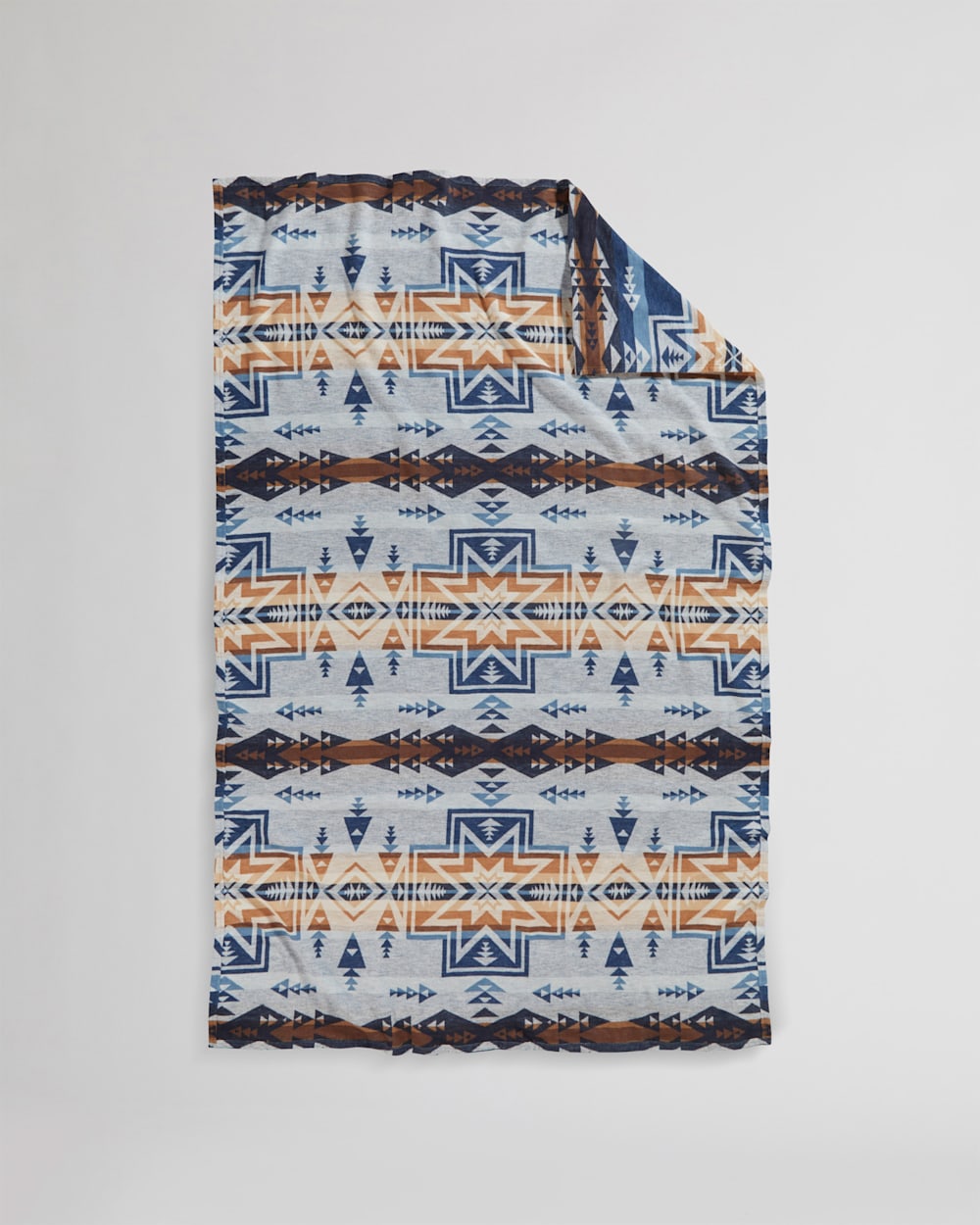 BACK VIEW OF SILVER CITY ORGANIC COTTON BLANKET IN DENIM image number 2