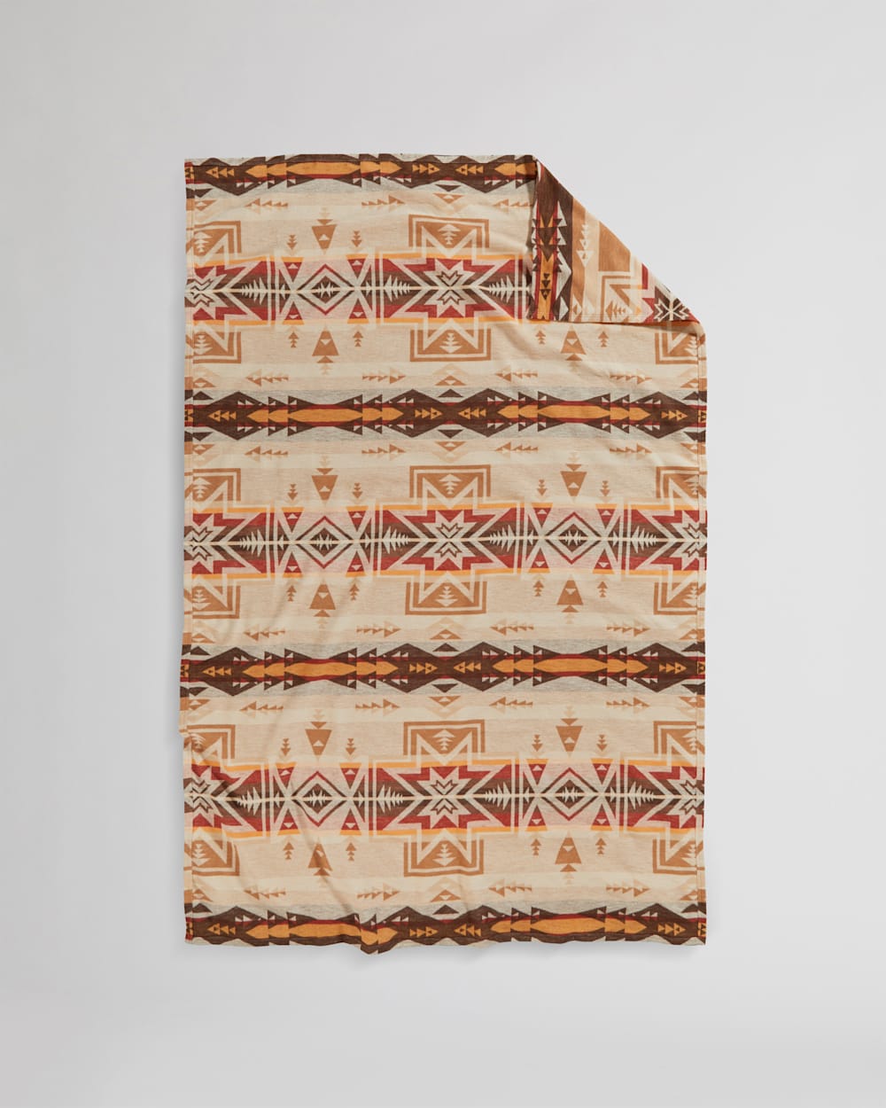 FOLDED VIEW OF SILVER CITY ORGANIC COTTON BLANKET IN CAMEL image number 1