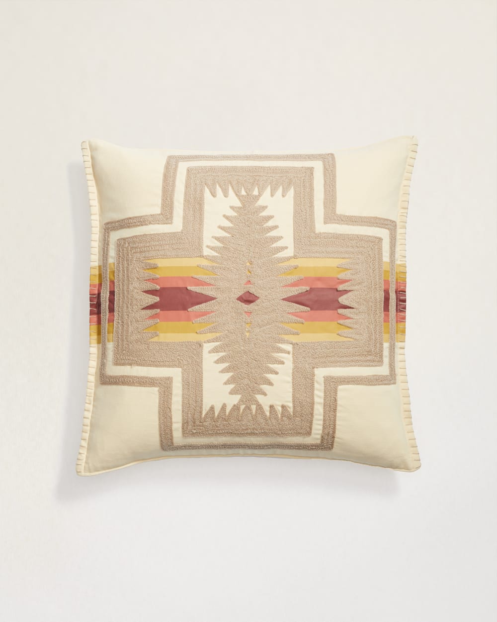 HARDING EMBROIDERED SQUARE PILLOW IN IVORY image number 1