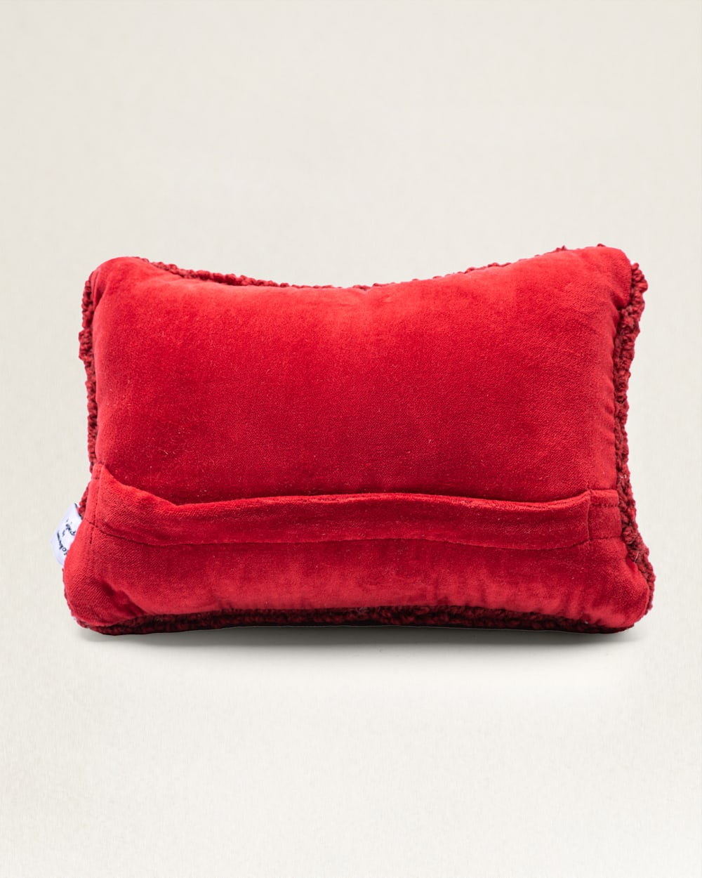 ALTERNATE VIEW OF BEAR HOOKED SMALL HUG PILLOW IN BLACK/RED image number 2