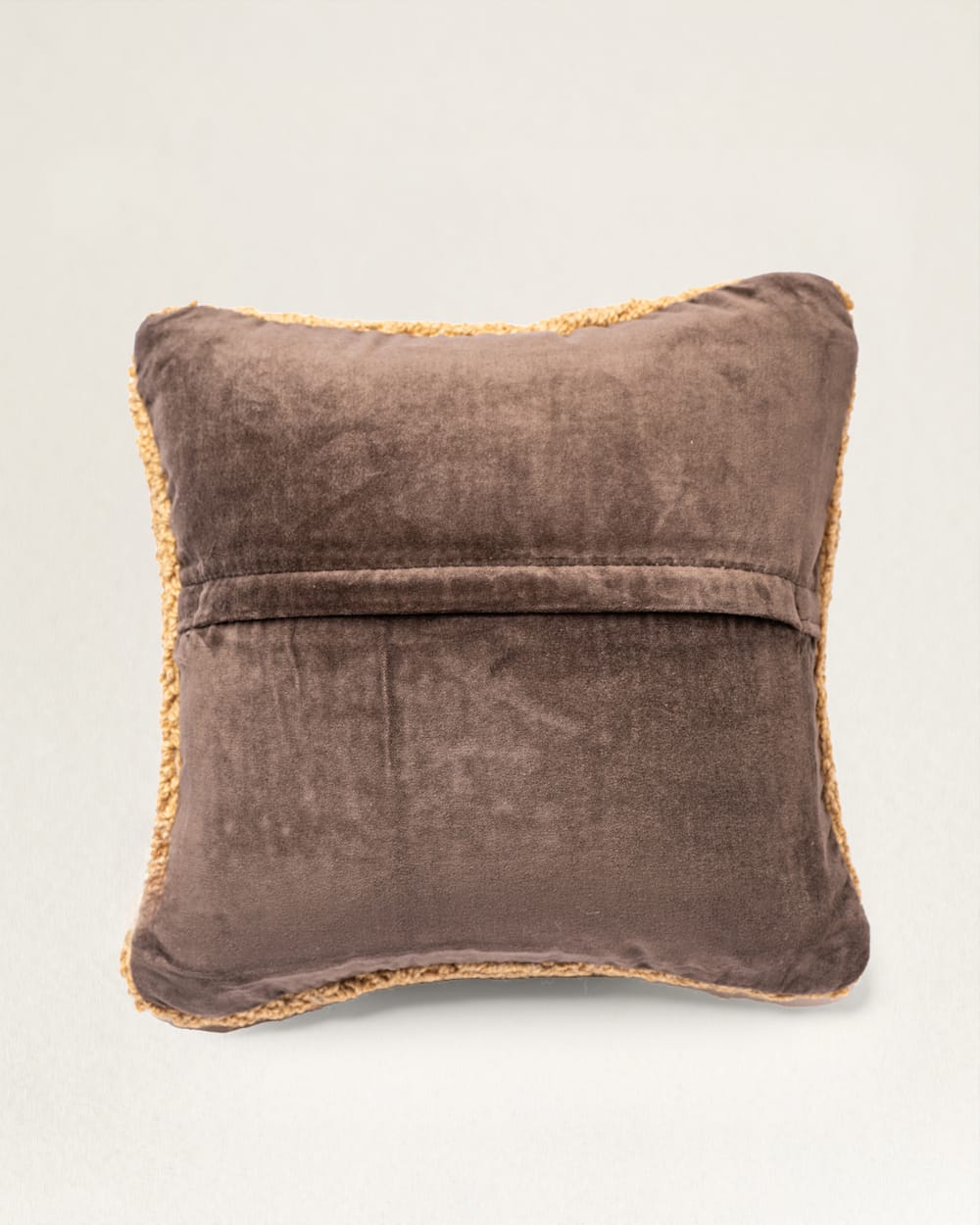 ALTERNATE VIEW OF BUFFALO HOOKED SQUARE PILLOW IN BROWN/GOLD image number 2