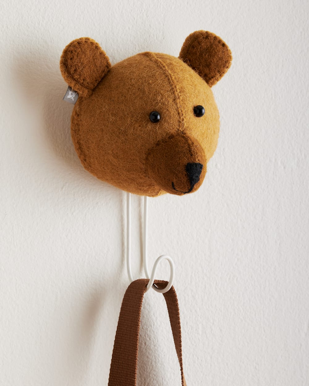 ALTERNATE VIEW OF BEAR CUB HEAD COAT HOOK IN CAMEL/BROWN image number 2