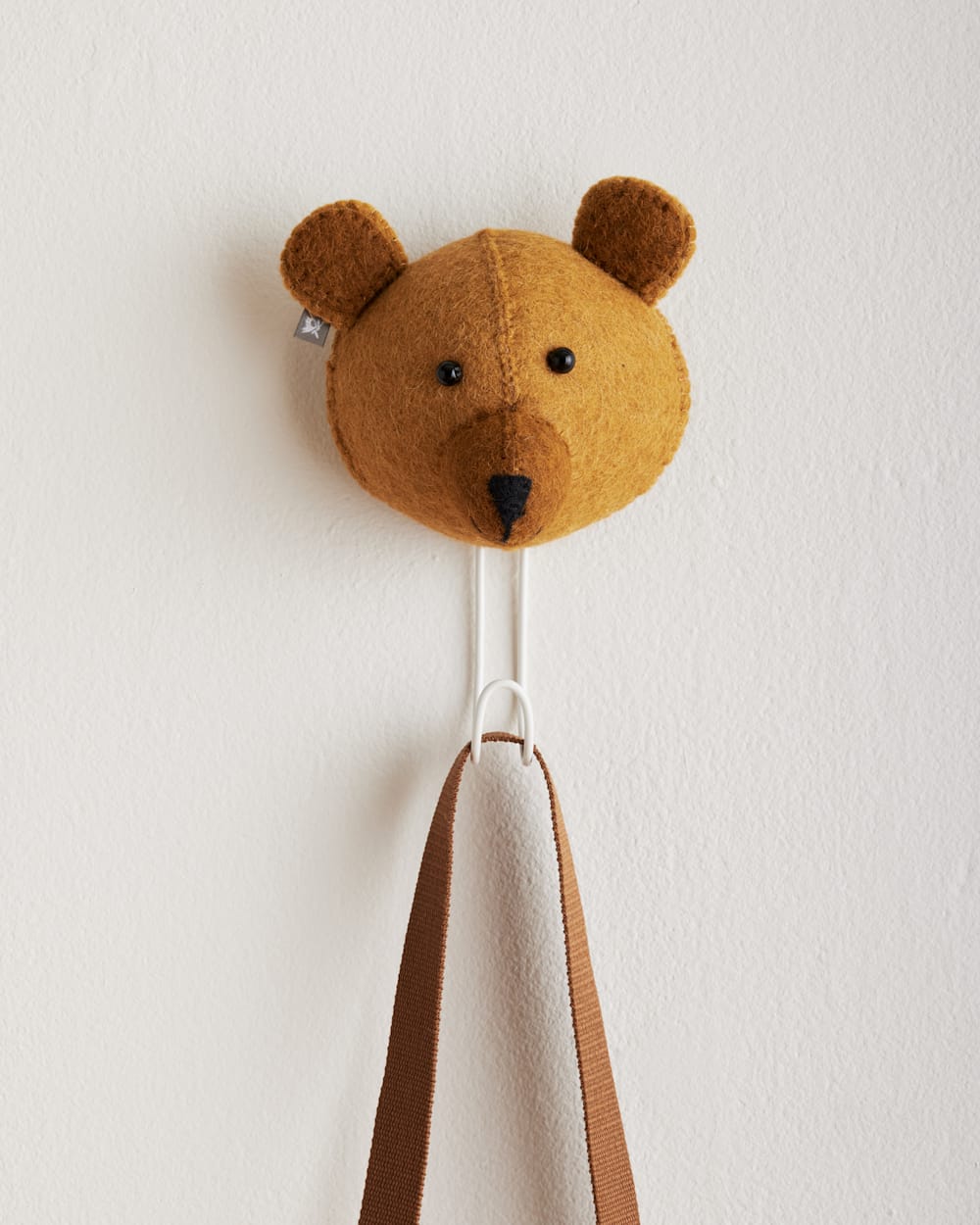 ALTERNATE VIEW OF BEAR CUB HEAD COAT HOOK IN CAMEL/BROWN image number 3