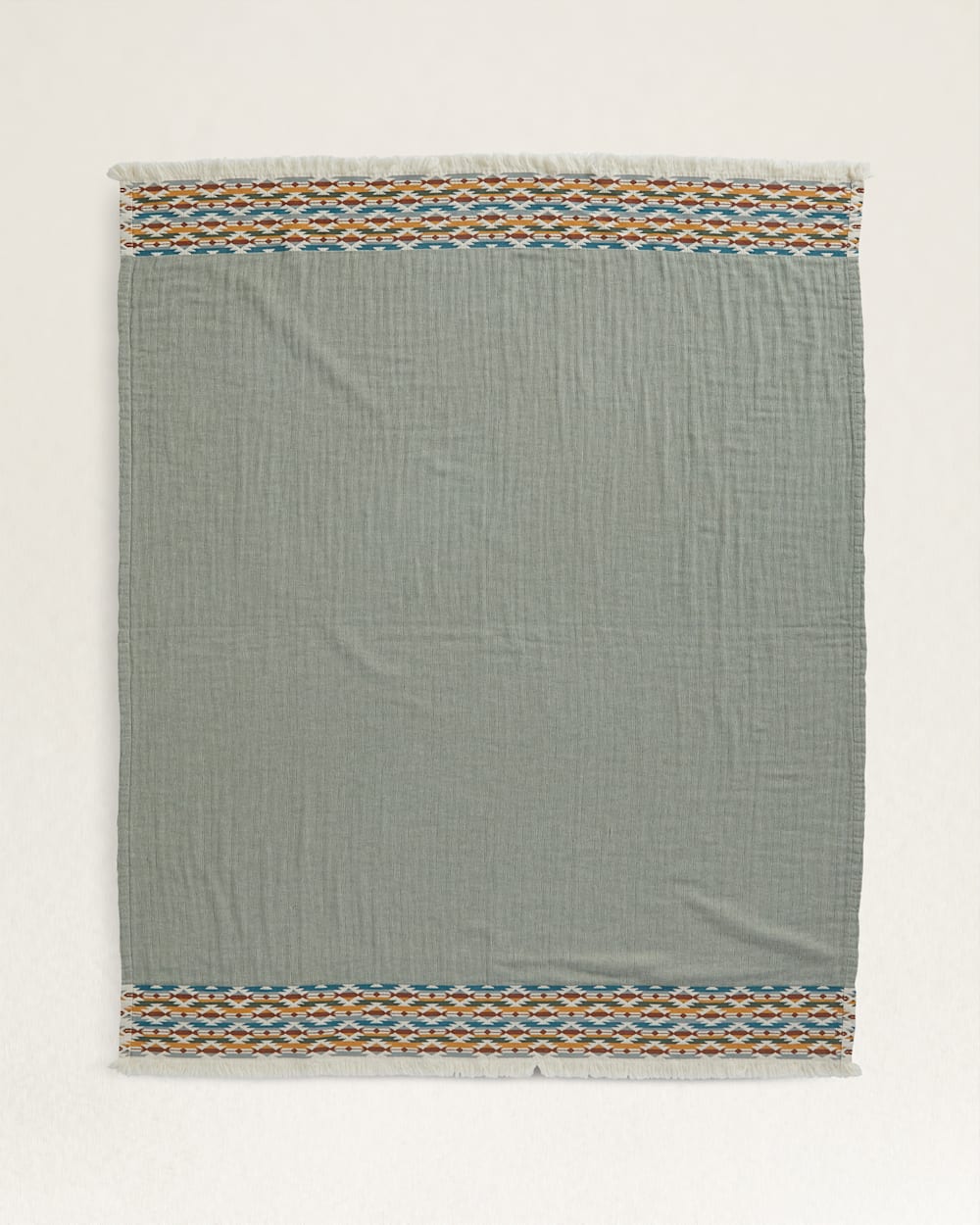 ALTERNATE VIEW OF ORGANIC COTTON FRINGED THROW IN BALSAM image number 3