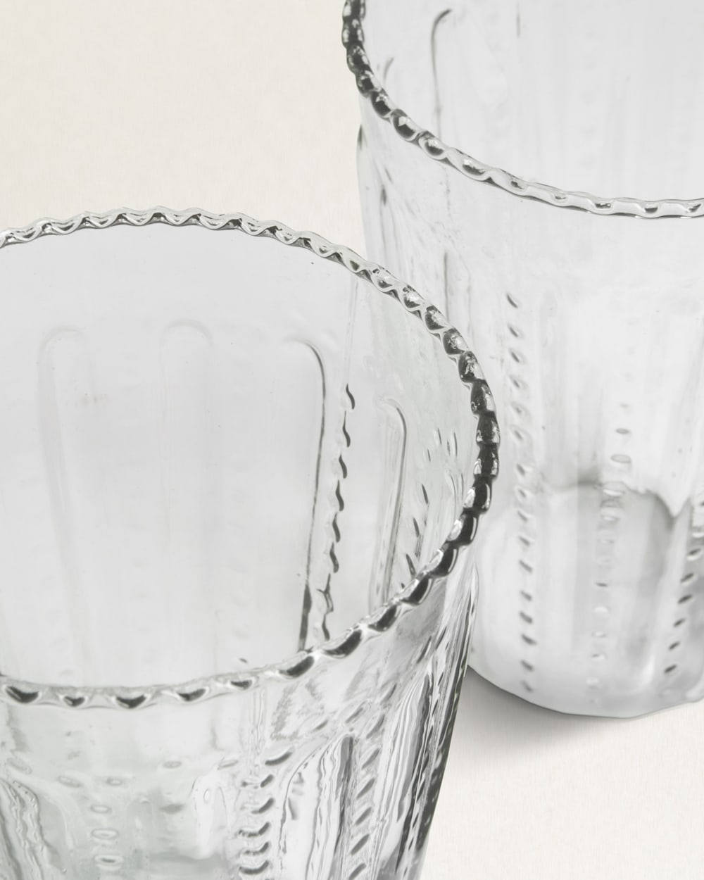 ALTERNATE VIEW OF RUFFLE GLASS TUMBLER SET IN CLEAR image number 4