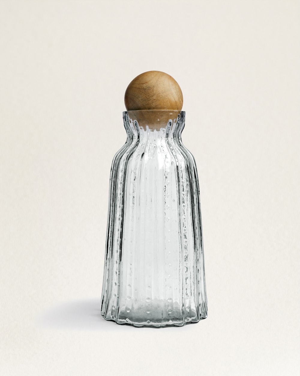 ALTERNATE VIEW OF RUFFLE GLASS & MANGO WOOD CANISTER IN CLEAR image number 3