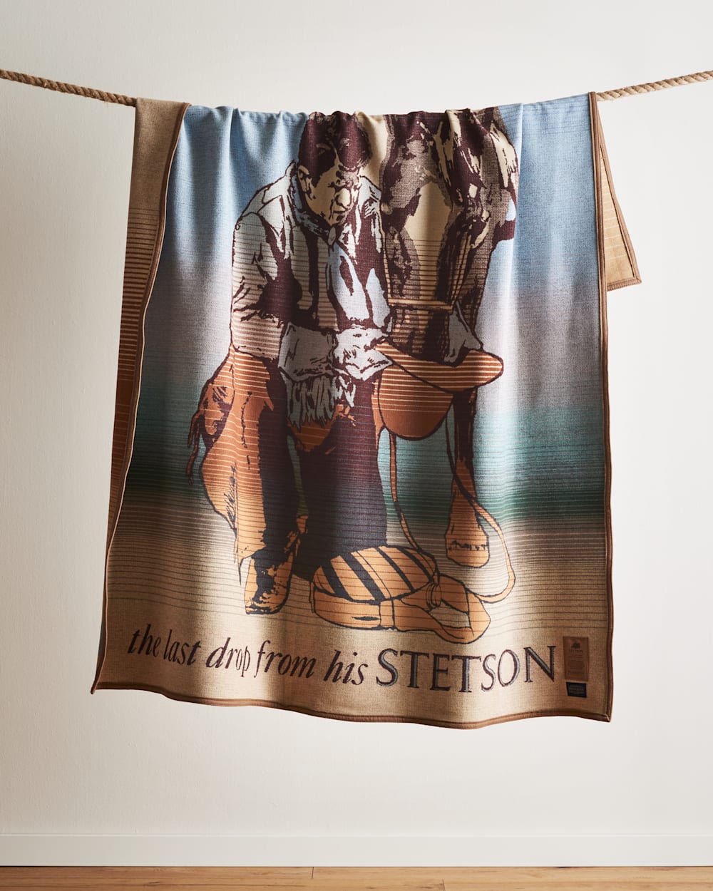 HANGING VIEW OF THE LAST DROP FROM HIS STETSON SPECIAL EDITION BLANKET IN BLUE/TAN image number 5