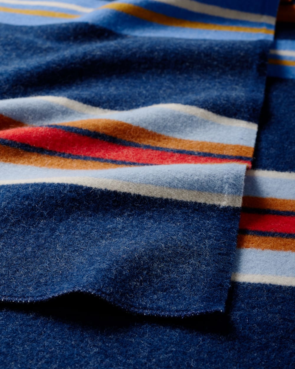 ALTERNATE VIEW OF BRIDGER STRIPE WOOL THROW IN NAVY image number 3