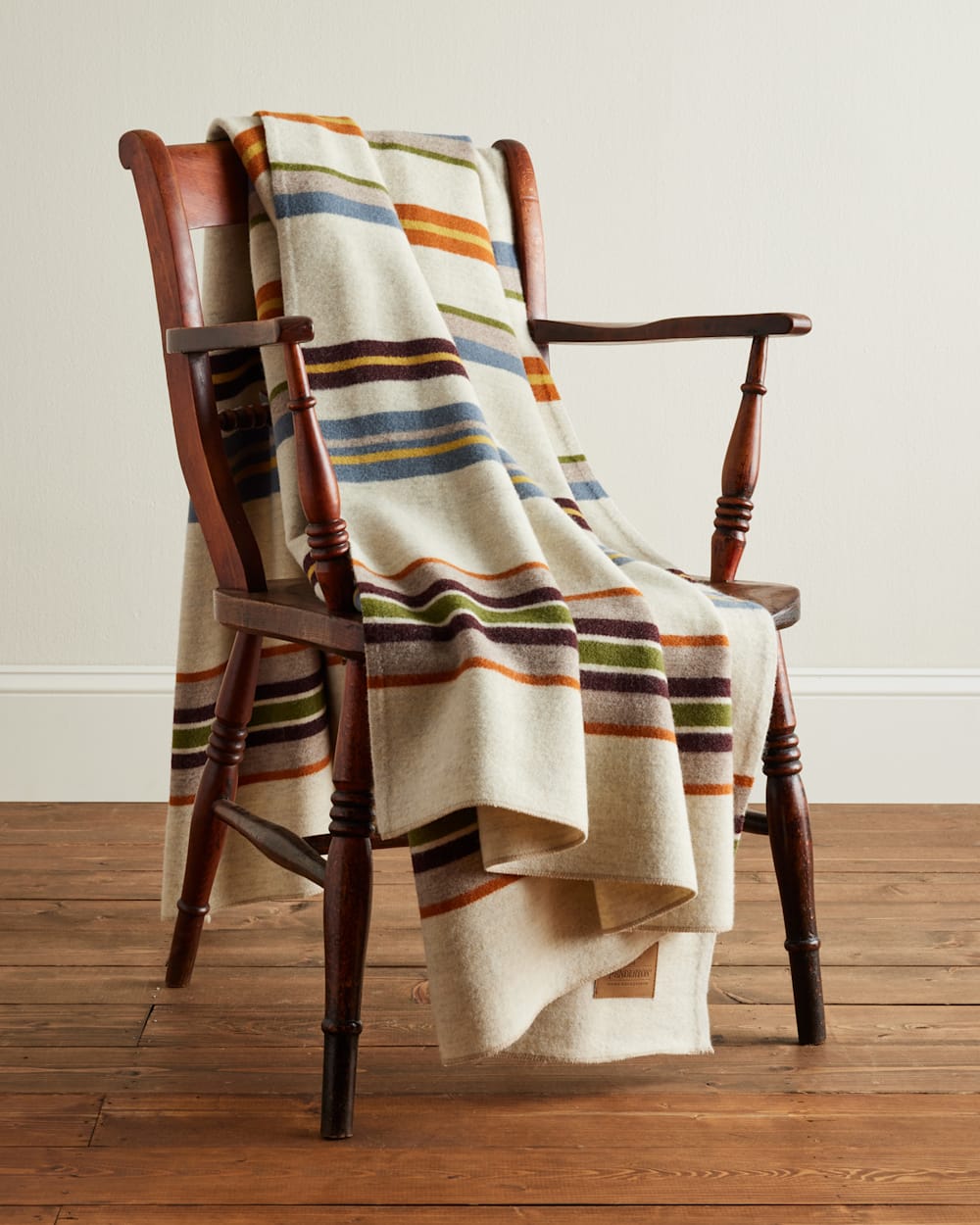 ALTERNATE VIEW OF BRIDGER STRIPE WOOL THROW IN IVORY MIX image number 4