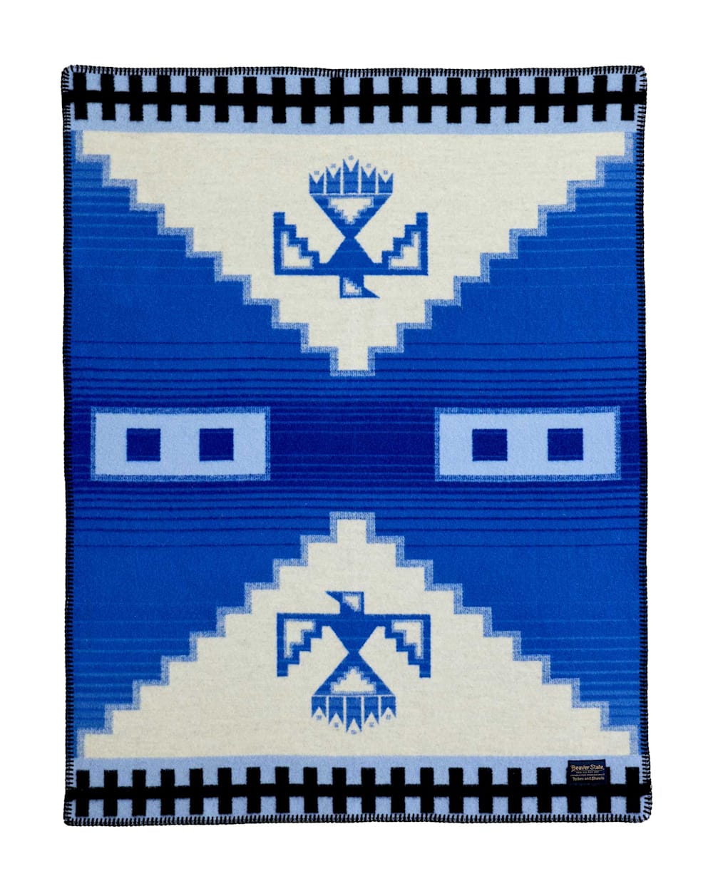 FLAT FRONT VIEW OF MORNING SKY CRIB BLANKET IN BLUE/WHITE image number 2