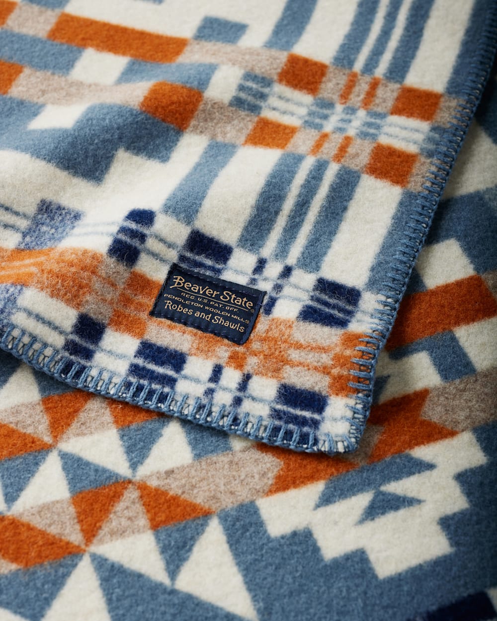 ALTERNATE VIEW OF BLUE RIDGE BLANKET IN BLUE/RUST image number 3