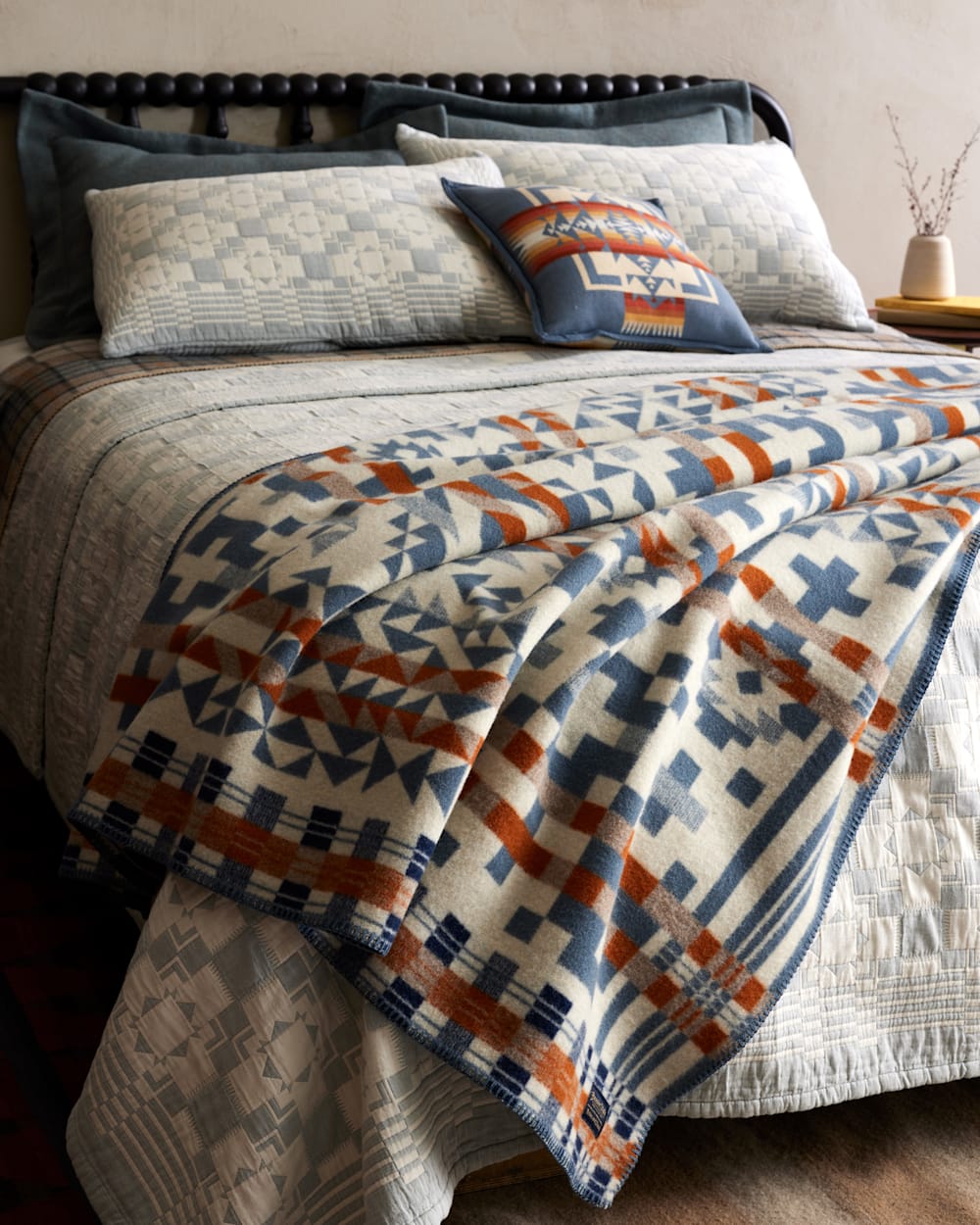 ALTERNATE VIEW OF BLUE RIDGE BLANKET IN BLUE/RUST image number 5