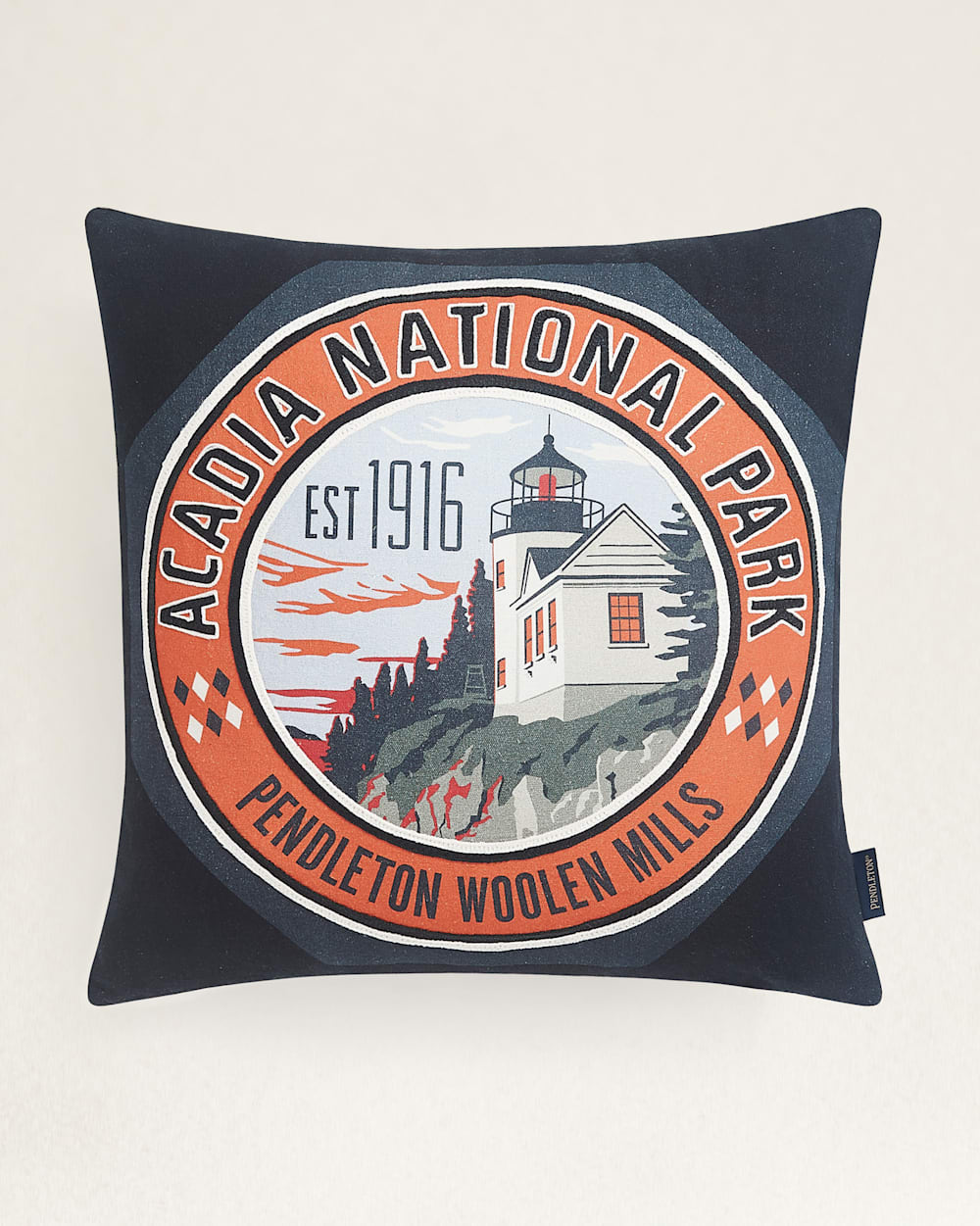 ACADIA NATIONAL PARK PATCH PILLOW IN BLACK image number 1