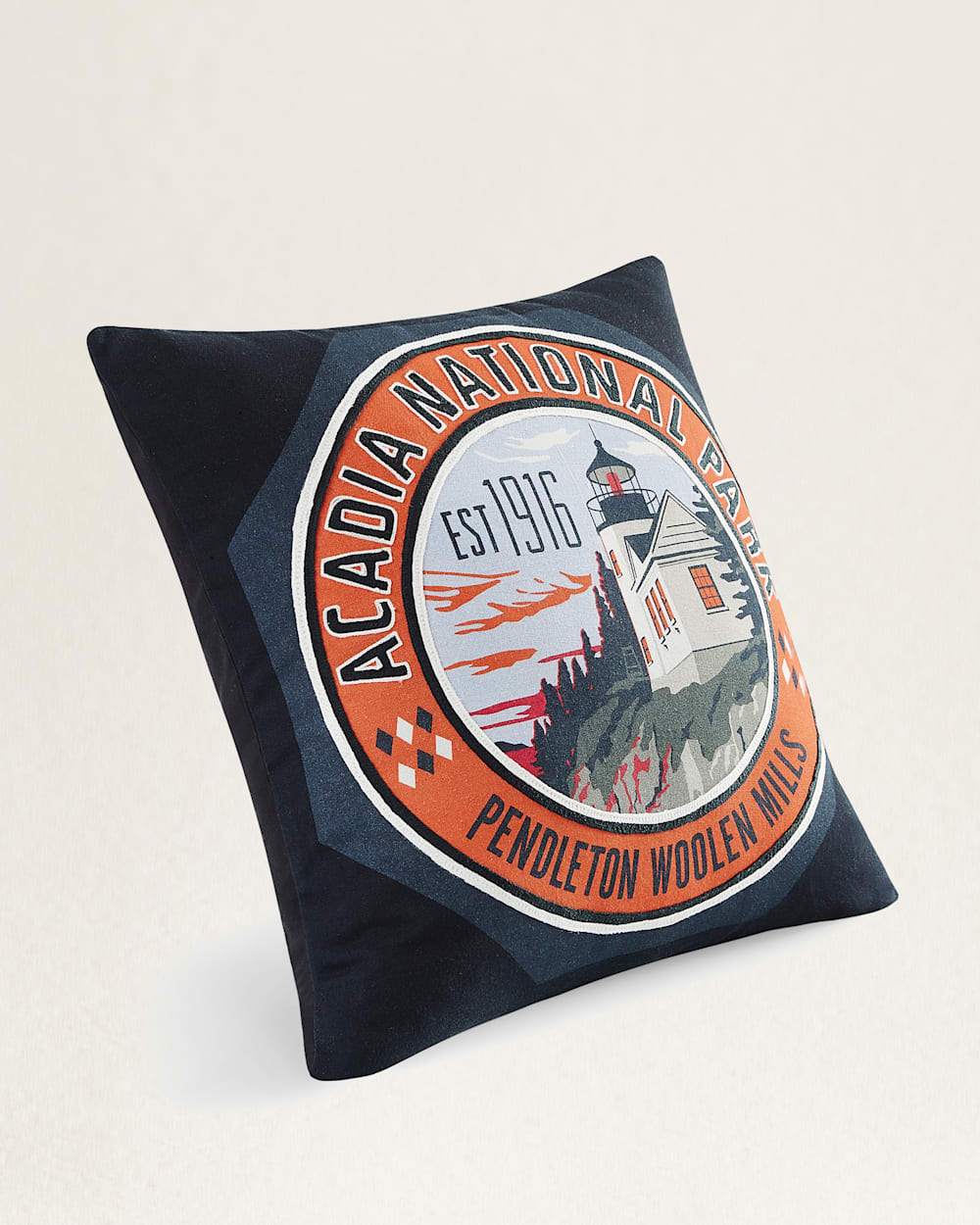 ALTERNATE VIEW OF ACADIA NATIONAL PARK PATCH PILLOW IN BLACK image number 2