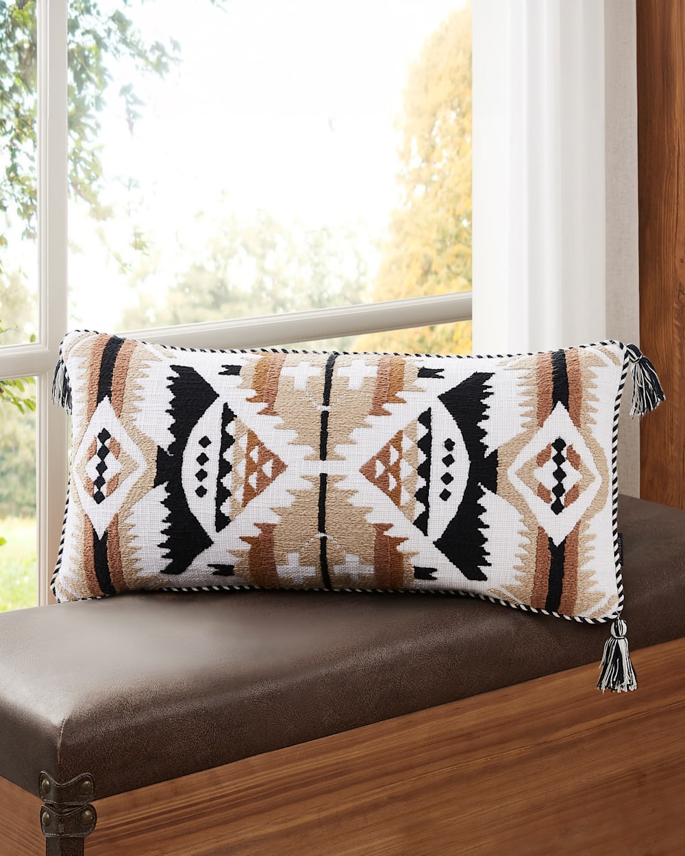 ALTERNATE VIEW OF NEHALEM EMBROIDERED LUMBAR PILLOW IN IVORY MULTI image number 5