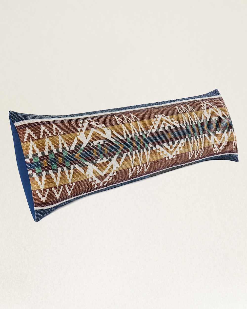 ALTERNATE VIEW OF BEACON ROCK BOLSTER PILLOW IN NAVY MULTI image number 2