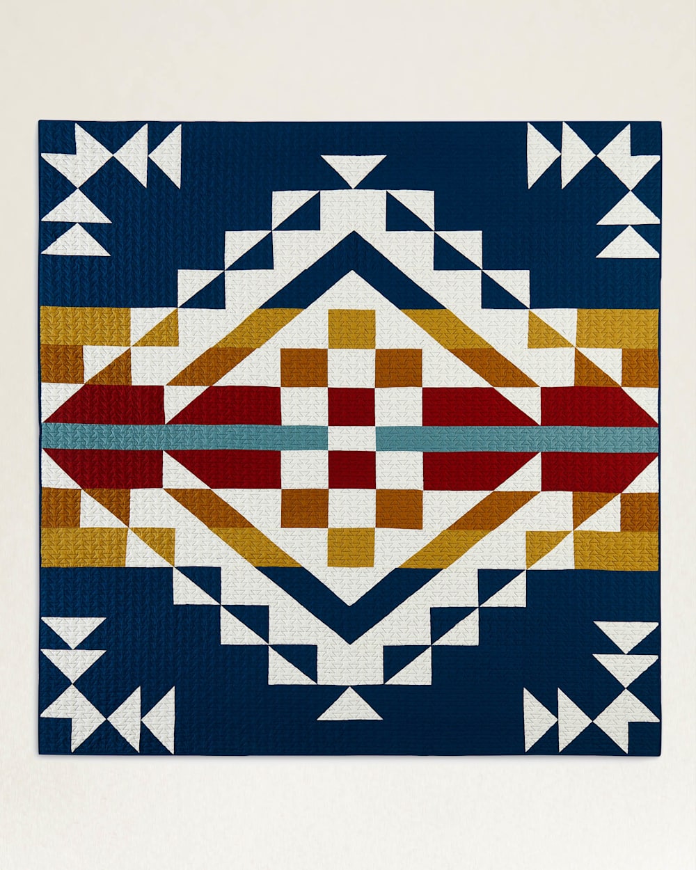 ALTERNATE VIEW OF CASTLE ROCK PIECED QUILT SET IN NAVY MULTI image number 2