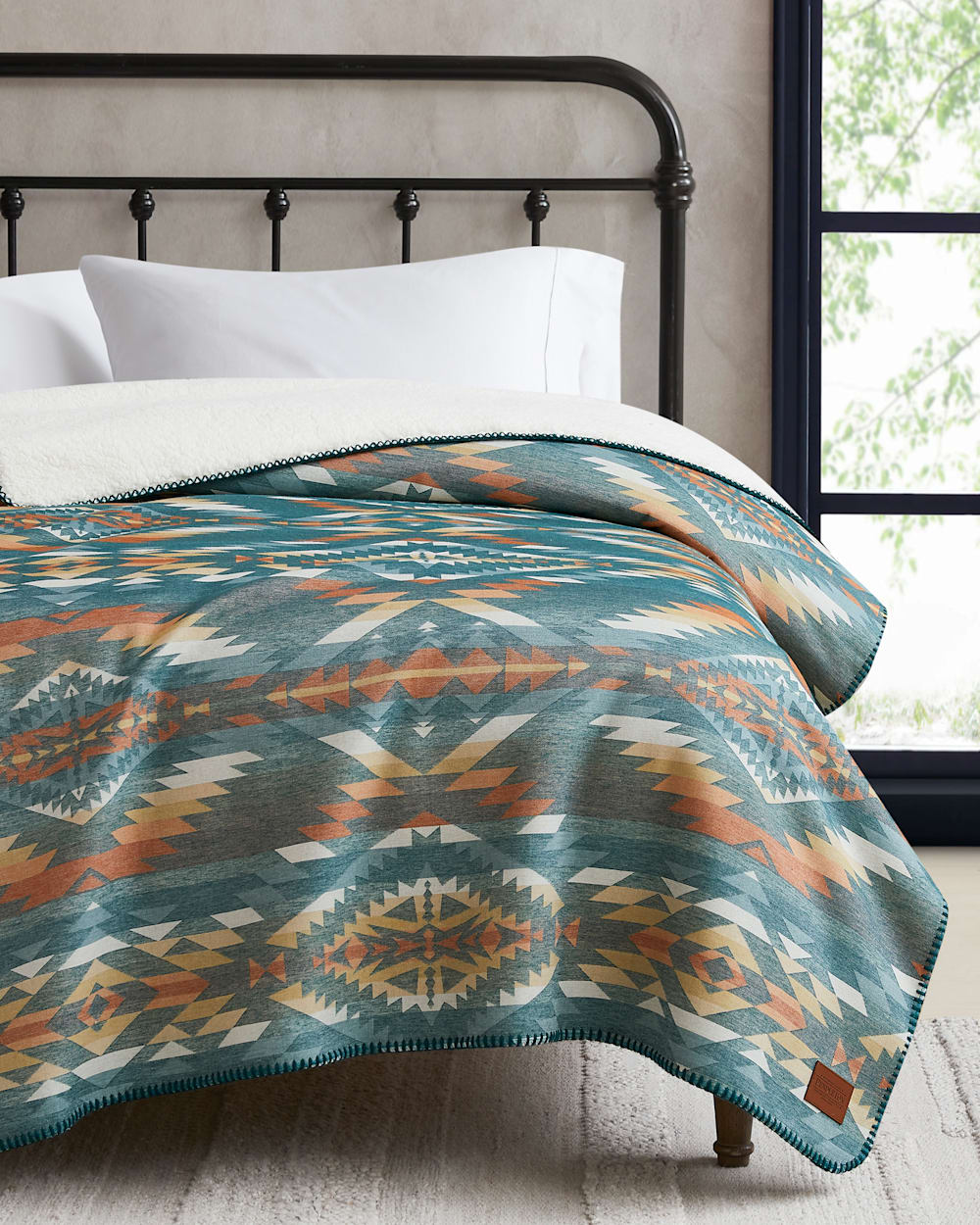 ALTERNATE VIEW OF SUMMERLAND SHERPA THROW IN TURQUOISE image number 4