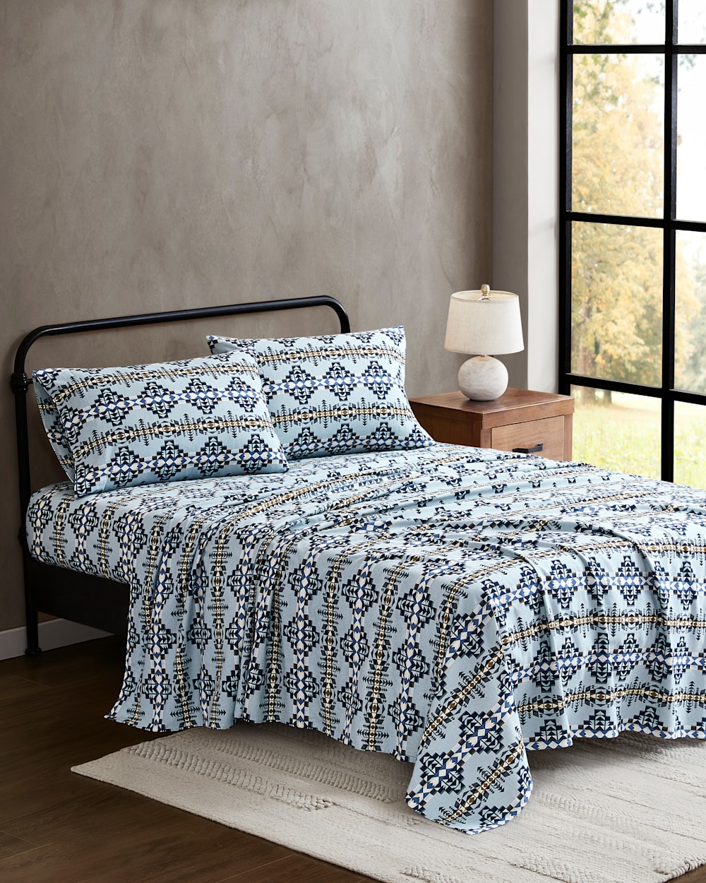 DESERT DAWN FLANNEL SHEET SET IN GREY/BLUE MULTI image number 1