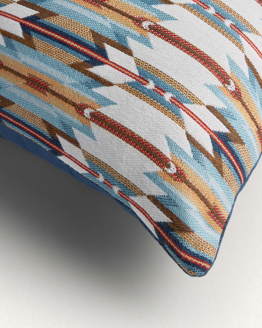 ALTERNATE VIEW OF SUNBRELLA X PENDLETON SQUARE OUTDOOR PILLOW IN WYETH TRAIL/BLUE image number 2