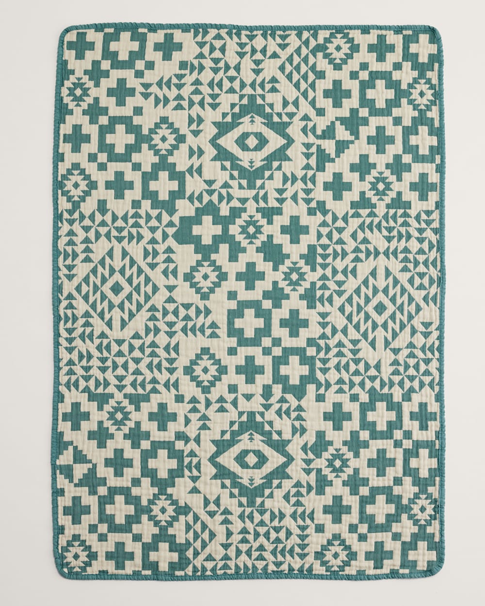 ALTERNATE VIEW OF BLUE RIDGE ORGANIC COTTON BABY BLANKET IN BLUE/CREAM image number 3
