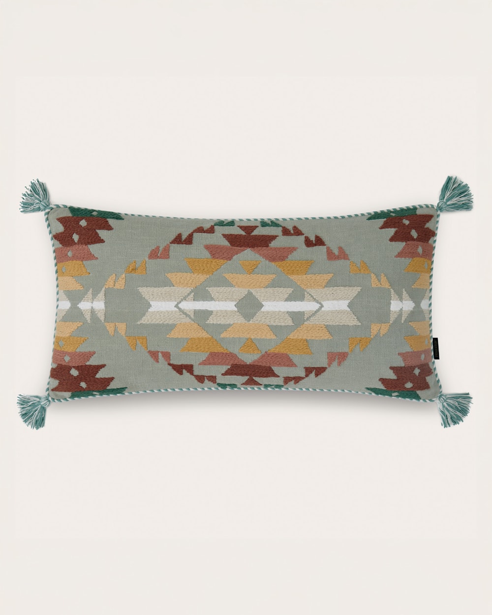 MISSION TRAILS EMBROIDERED LUMBAR PILLOW IN DESERT SAGE image number 1