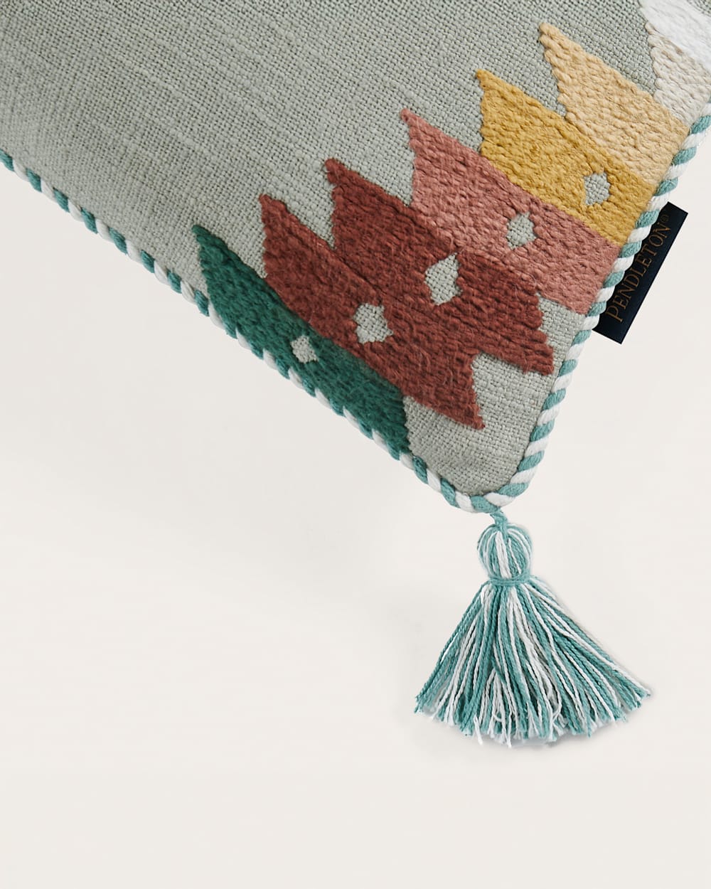 ALTERNATE VIEW OF MISSION TRAILS EMBROIDERED LUMBAR PILLOW IN DESERT SAGE image number 4