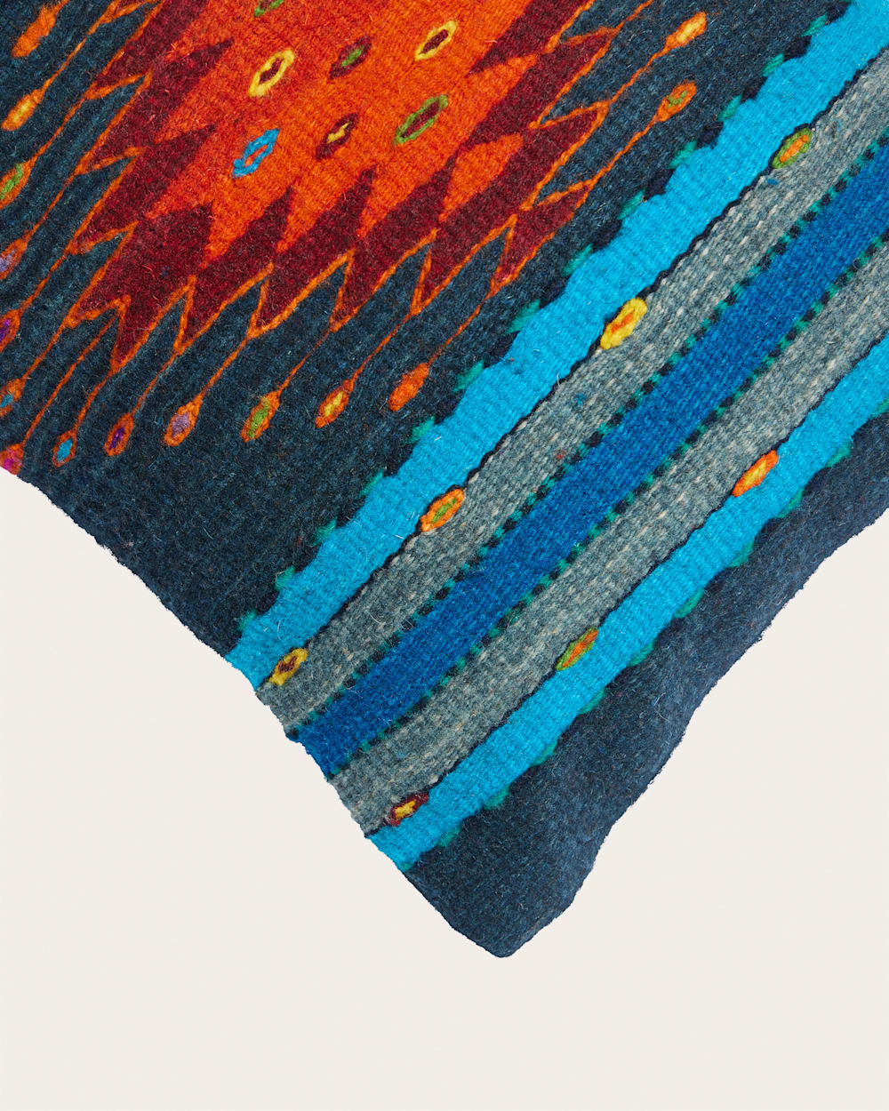 ALTERNATE VIEW OF ZAPOTEC MIDNIGHT LUMBAR PILLOW IN BLUE/ORANGE image number 3