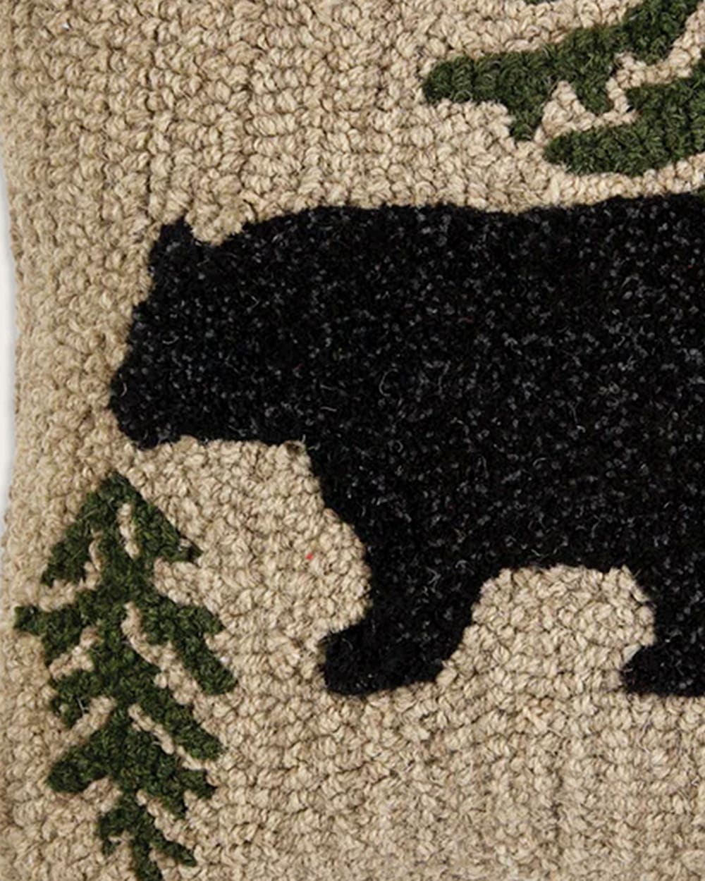 ALTERNATE VIEW OF WANDERING BEAR HOOKED SQUARE PILLOW IN BIEGE/BLACK image number 2