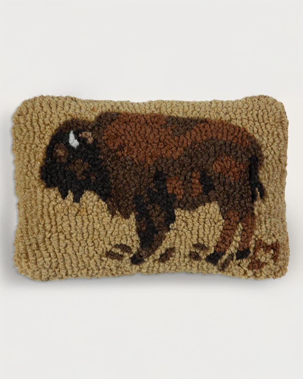 BUFFALO HOOKED SMALL LUMBAR PILLOW IN GOLD/BROWN image number 1