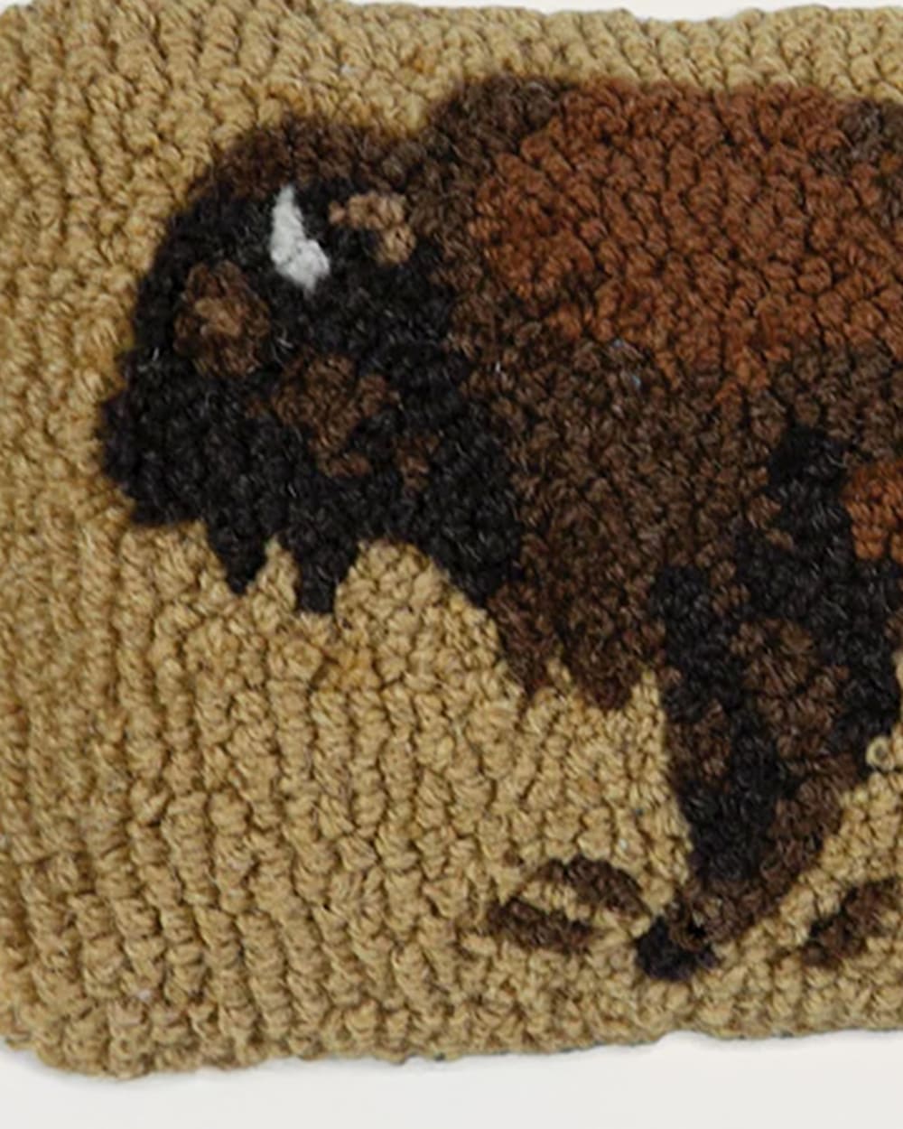 ALTERNATE VIEW OF BUFFALO HOOKED SMALL LUMBAR PILLOW IN GOLD/BROWN image number 2