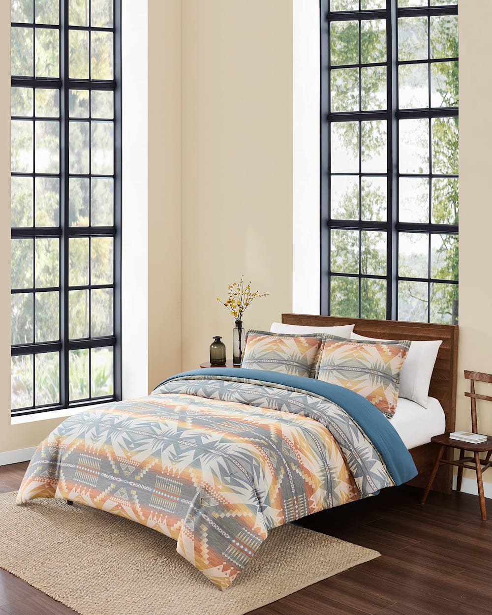 ALTERNATE VIEW OF MYSTIC LAKE DUVET COVER SET IN TEAL MULTI image number 5