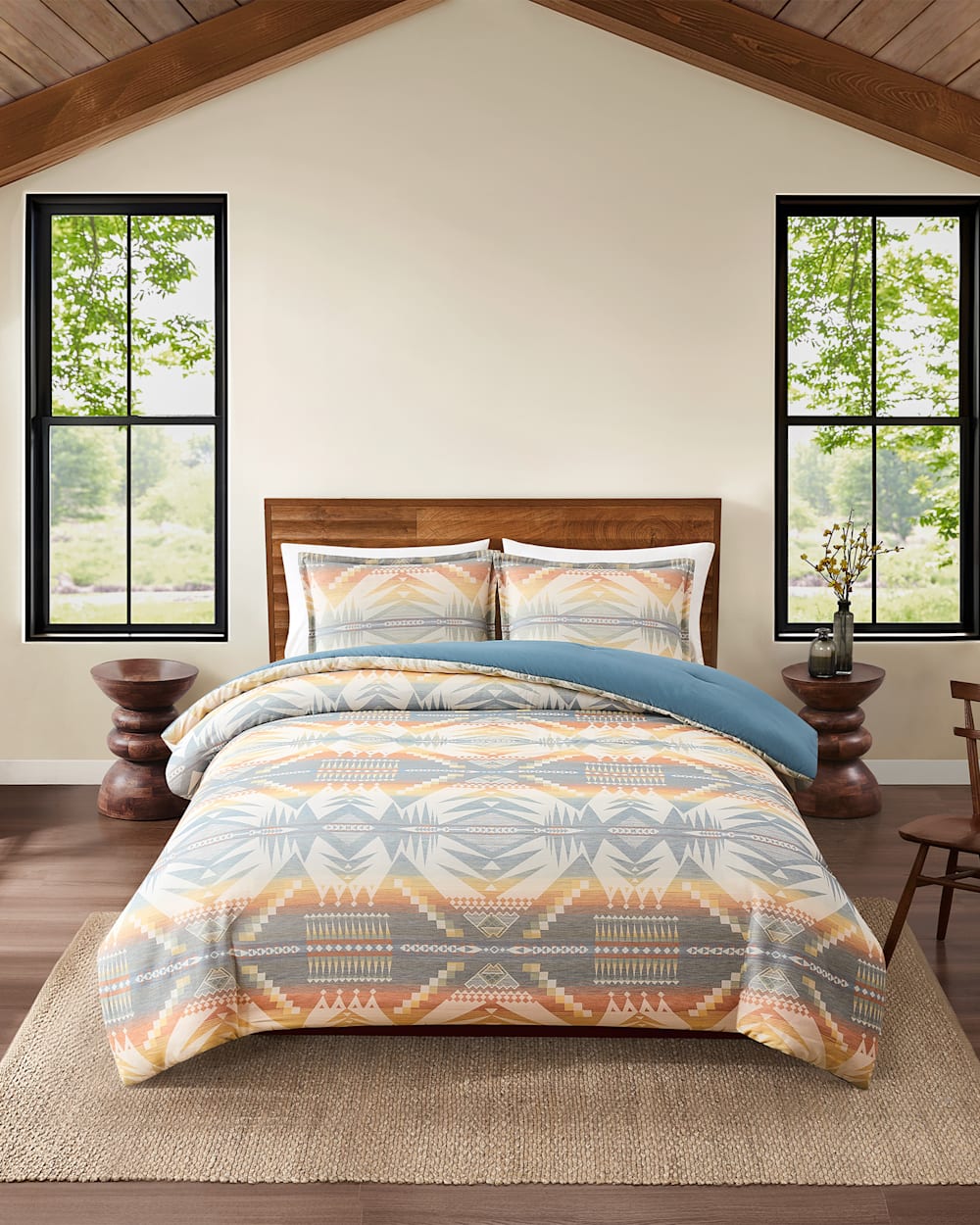 ALTERNATE VIEW OF MYSTIC LAKE DUVET COVER SET IN TEAL MULTI image number 6
