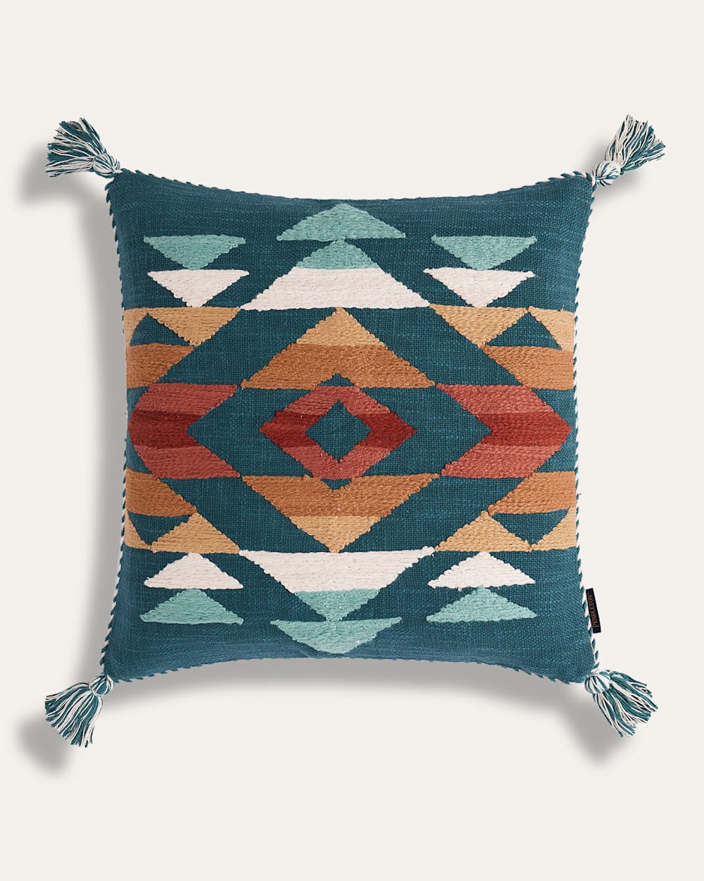 ALTERNATE VIEW OF SUMMERLAND EMBROIDERED SQUARE PILLOW IN TEAL MULTI image number 2