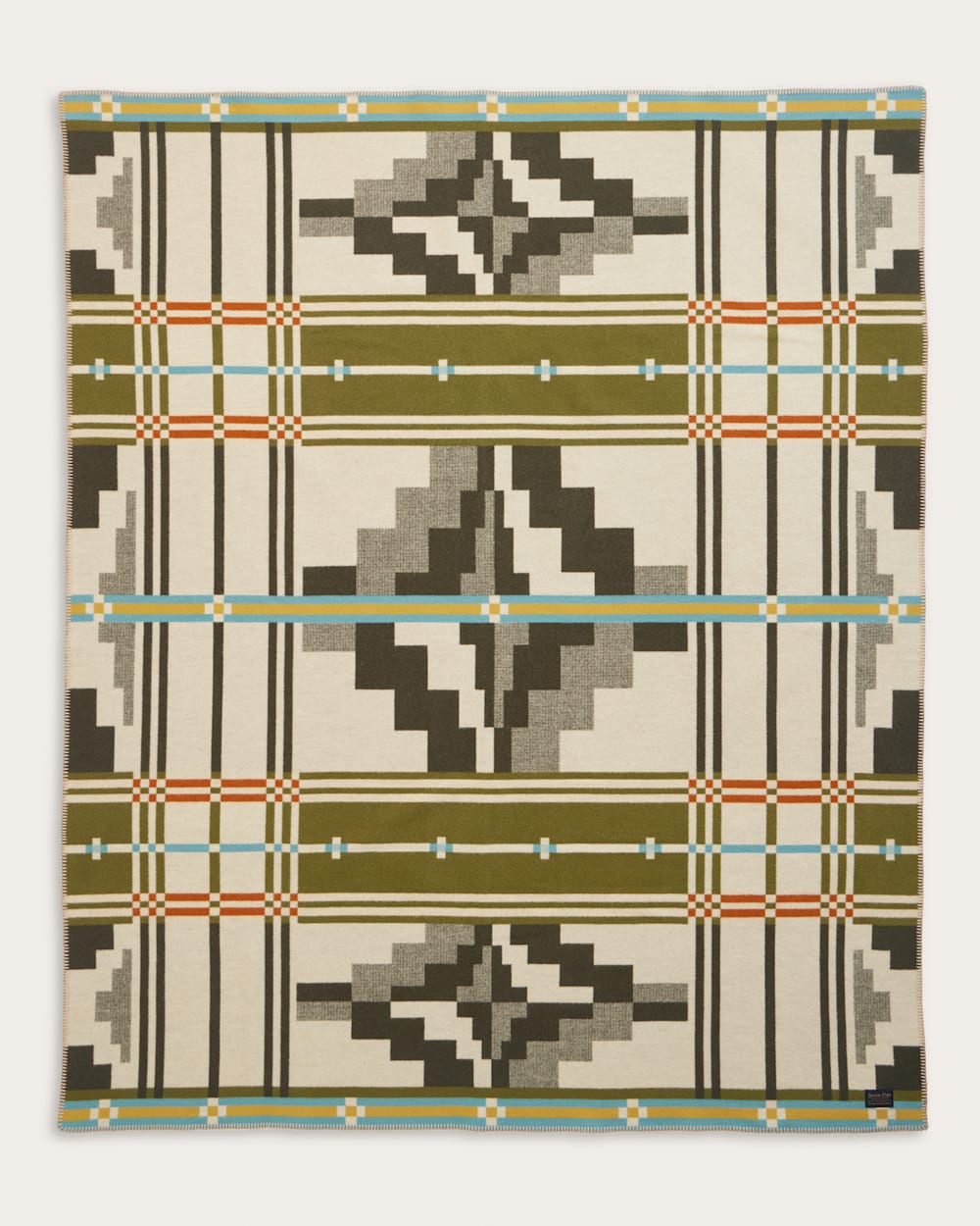 ALTERNATE VIEW OF SEVEN SPRINGS BLANKET IN IVORY/OLIVE MULTI image number 2