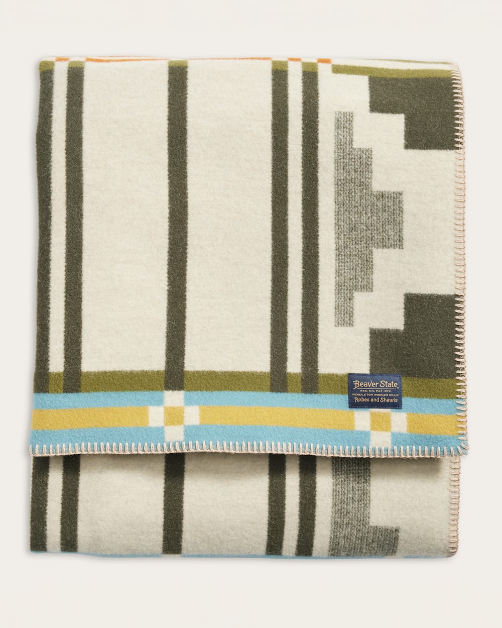 ALTERNATE VIEW OF SEVEN SPRINGS BLANKET IN IVORY/OLIVE MULTI image number 4