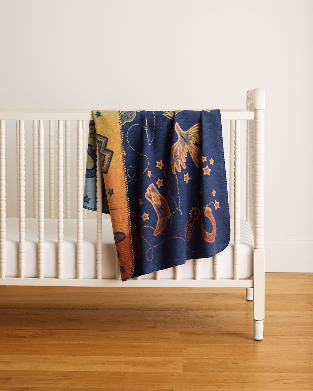 COSMIC RODEO ORGANIC COTTON BABY BLANKET IN BLUE MULTI image number 1
