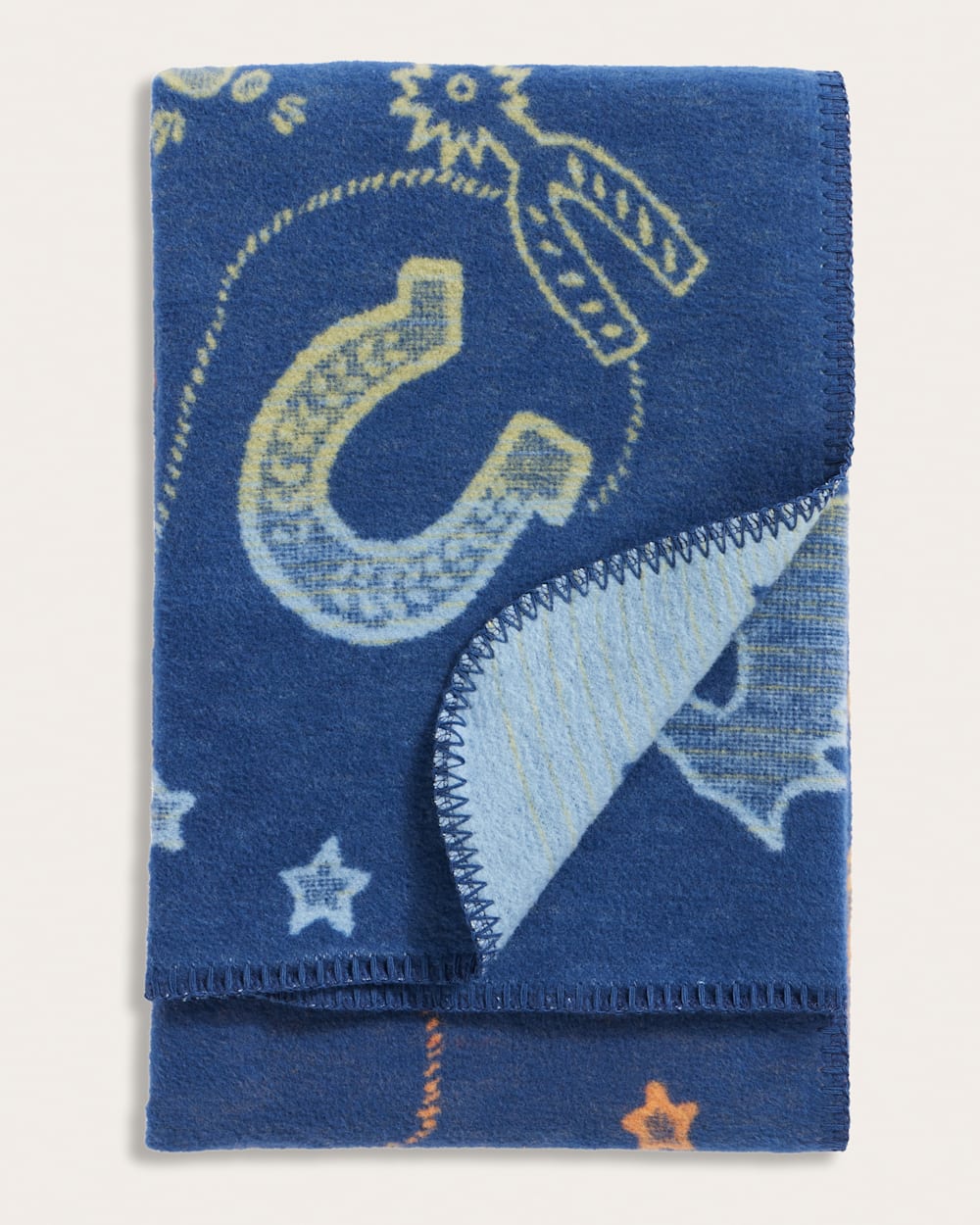 ALTERNATE VIEW OF COSMIC RODEO ORGANIC COTTON BABY BLANKET IN BLUE MULTI image number 4