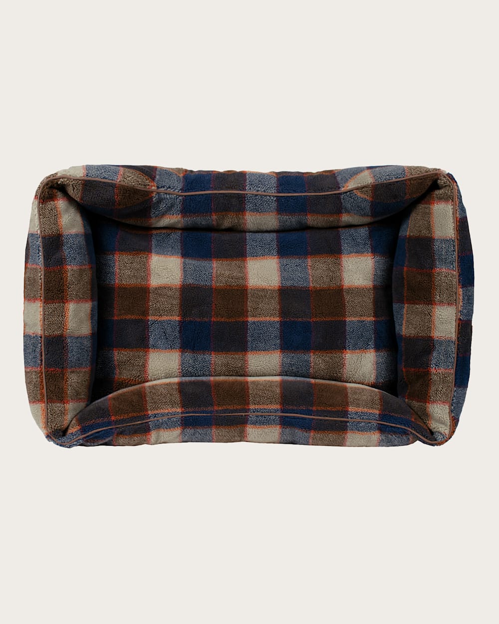 ALTERNATE VIEW OF MOUNTAIN PLAID PET BED - KUDDLER IN BLUE/TAN image number 2