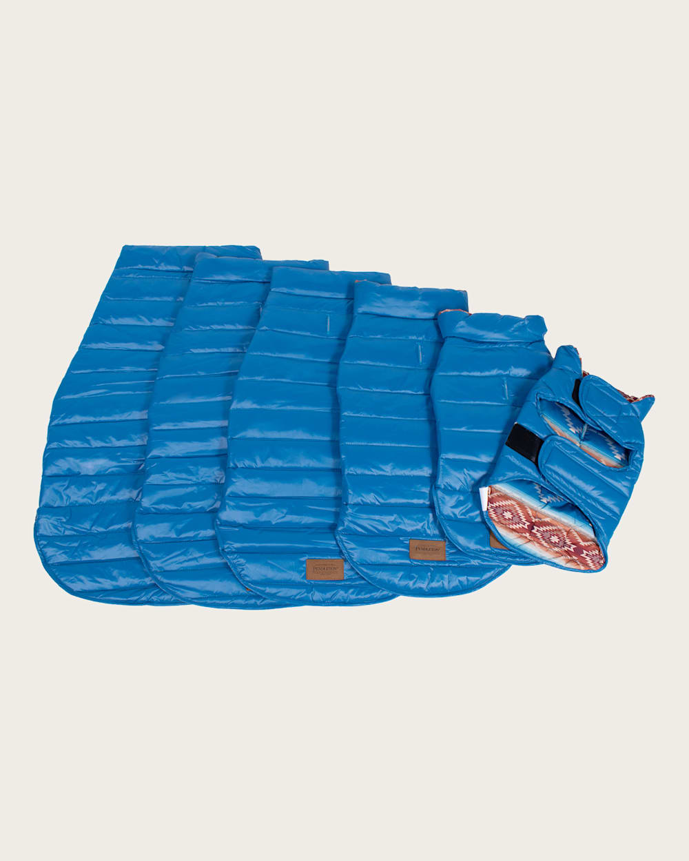 ALTERNATE VIEW OF PAGOSA SPRINGS PET PUFFER COAT IN TURQUOISE MULTI image number 3