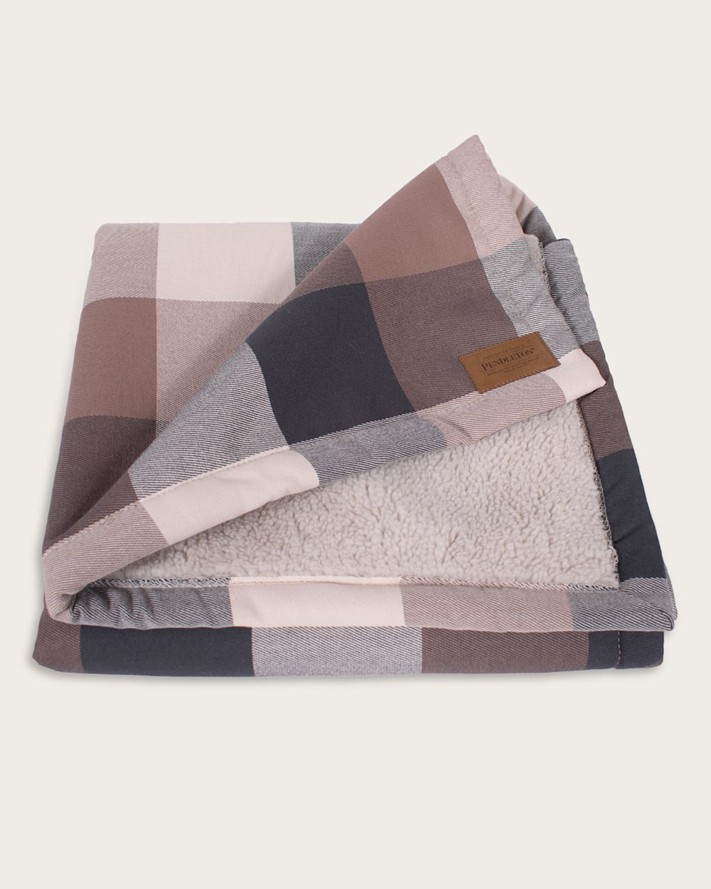 ALTERNATE VIEW OF BLOCK PLAID PET BLANKET IN TAN/BLACK image number 2
