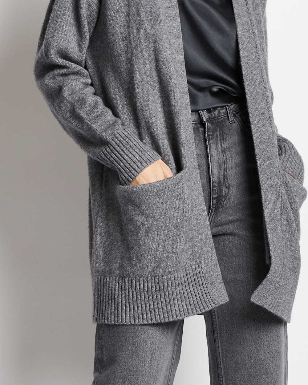 Jeanne Merino Wrap Cardigan Charcoal