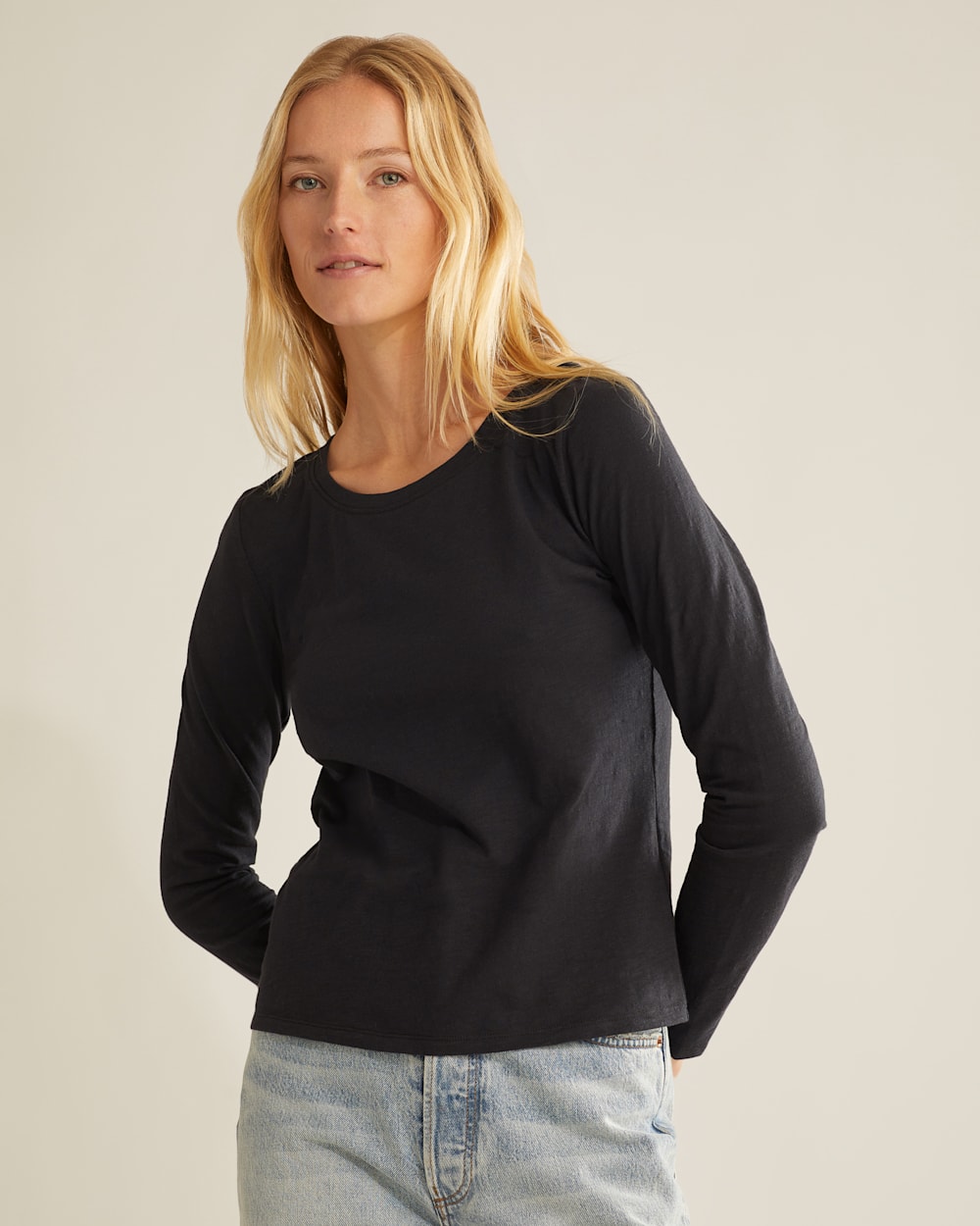 Cotton Slub Seamed 3/4 Sleeve Tee