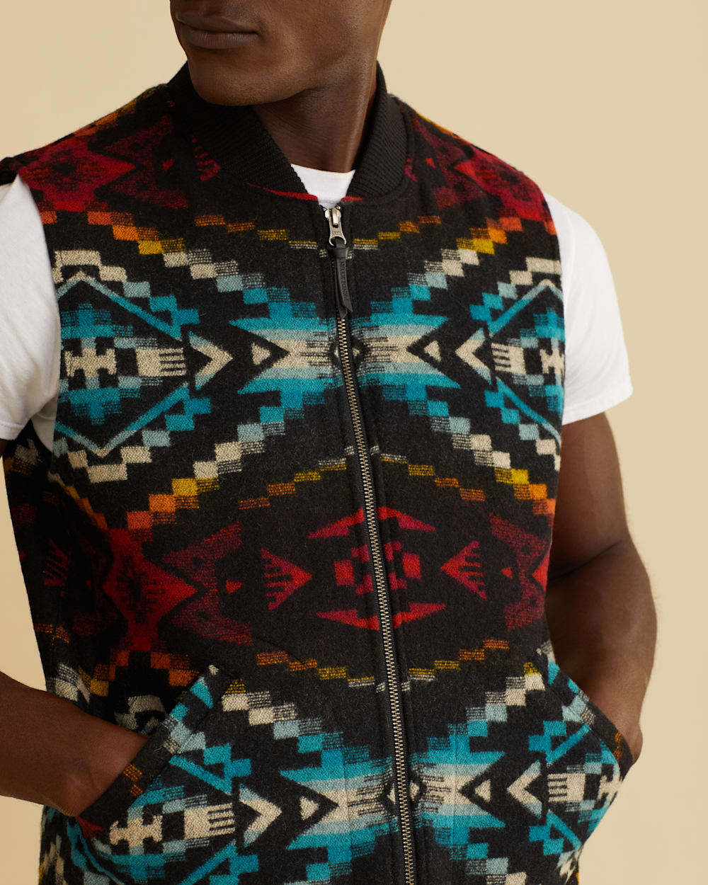 Men's Nylon Quilted Sleeveless Vest -NV629-Cognac main image 1
