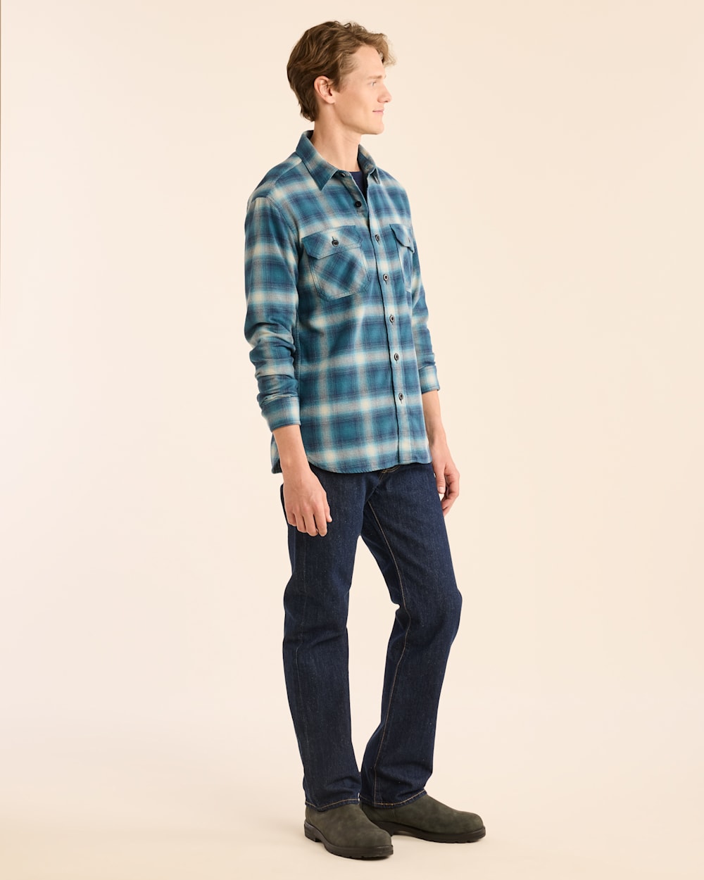 Mens Double Cloth Shirt Mulled Basil