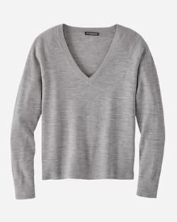 WOMEN'S TIMELESS MERINO V-NECK SWEATER IN SOFT GREY HEATHER image number 1