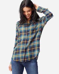 WOMEN'S HELENA BUTTON FRONT SHIRT IN BLUE PLAID image number 1