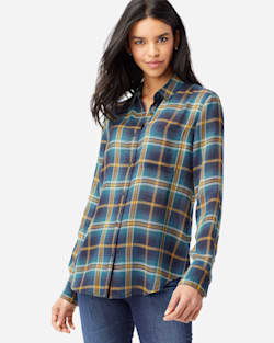 ALTERNATE VIEW OF WOMEN'S HELENA BUTTON FRONT SHIRT IN BLUE PLAID image number 2