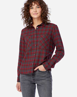 WOMEN'S ULTRALUXE MERINO PIPER SHIRT IN RED/GREY OMBRE image number 1