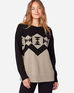 WOMEN'S SONORA MERINO PULLOVER IN TAUPE HEATHER/BLACK image number 1